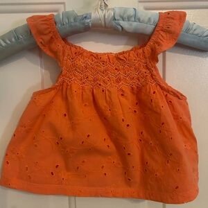 4/$20🌷🧡Baby Oshkosh B’Gosh Light Orange Flutter Sleeve Blouse🧡 2000’s ✨